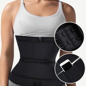 Plus Size Latex Double Belt Waist Trainer 7 Steel Bones Built-in Clips Inside