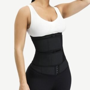 Black Plus Size Latex Waist Trainer 7 Steel Bones Leisure Fashion