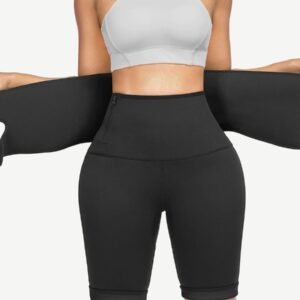 Ultrathin Black Solid Color Neoprene Shorts High Waist Firm Foundations