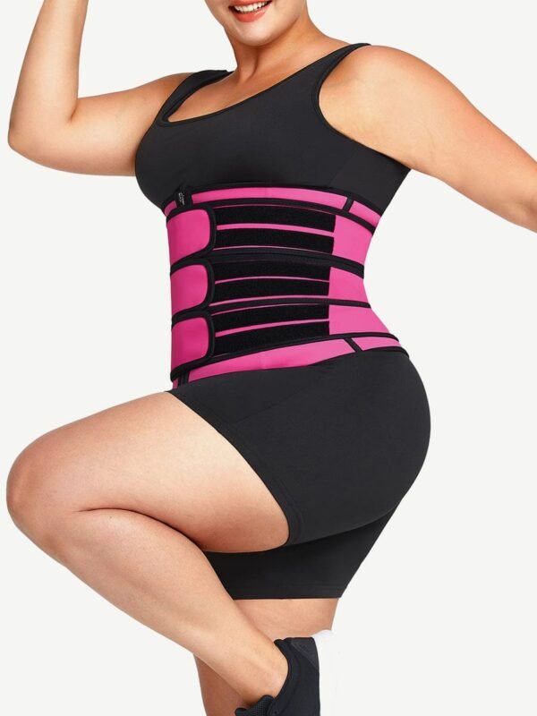 Rose Red Tummy Waist Trainer 7 Steel Bones Latex Zipper Control Midsection - Afbeelding 3