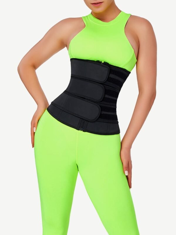 Rose Red Tummy Waist Trainer 7 Steel Bones Latex Zipper Control Midsection - Afbeelding 7