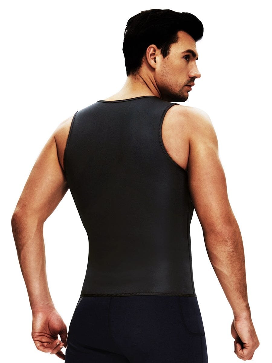 Black Men's Neoprene Slimming Vest With Zipper Tummy Control - Afbeelding 3