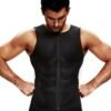 Black Men's Neoprene Slimming Vest With Zipper Tummy Control - Afbeelding 2