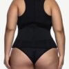 Shimmer Black Large Size Neoprene Vest Front Zip Slim Waist - Afbeelding 2
