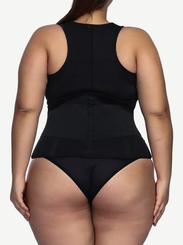 Shimmer Black Large Size Neoprene Vest Front Zip Slim Waist - Afbeelding 2