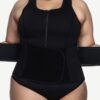 Shimmer Black Large Size Neoprene Vest Front Zip Slim Waist - Afbeelding 4