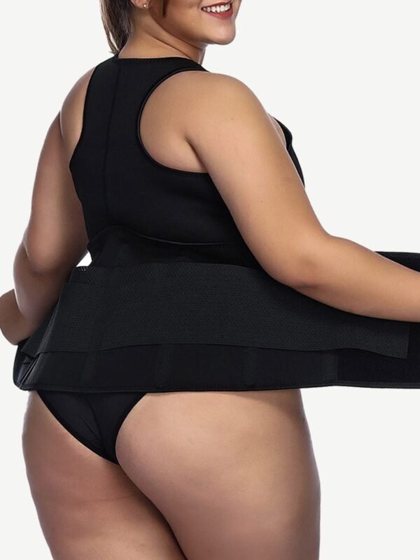 Shimmer Black Large Size Neoprene Vest Front Zip Slim Waist - Afbeelding 3