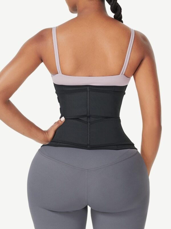 Black Under Bust Latex Waist Trainer Double Belt Waist Control - Afbeelding 3