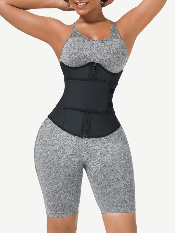 Black Bust Support Latex Waist Trainer With Belt Firm Control - Afbeelding 3