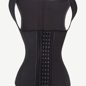Women Latex Corset Waist Cincher Vest with 4 Row Hook Black Plus Size