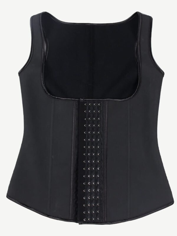 Women Latex Corset Waist Cincher Vest with 4 Row Hook Black Plus Size - Afbeelding 2