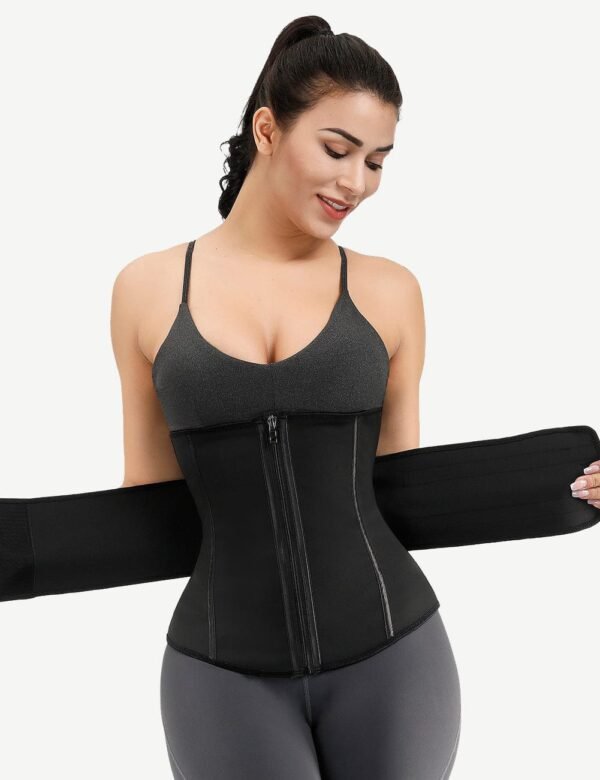 Remarkable Black Double Layer 7 Steel Boned Waist Trainer Plus Size - Afbeelding 7