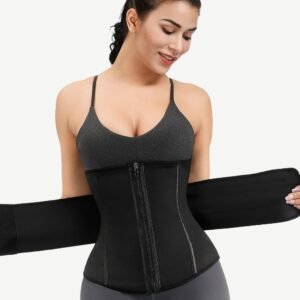 Remarkable Black Double Layer 7 Steel Boned Waist Trainer Plus Size